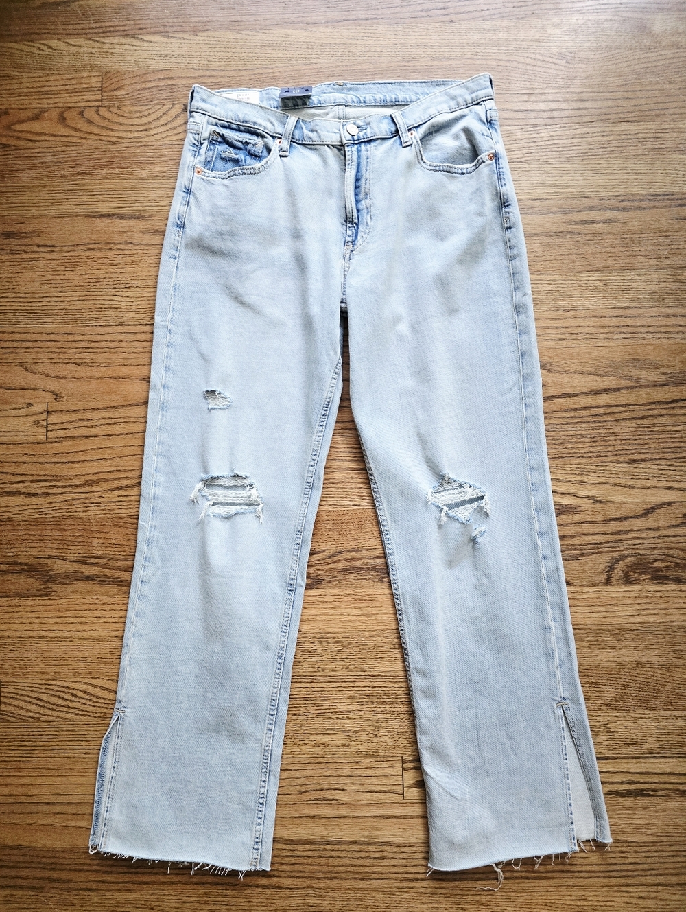 GAP 90s Loose Mid Rise Jeans Light Wash 29" 8R Distressed Cotton 99%